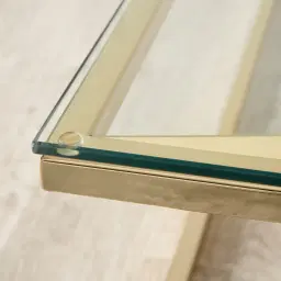 Knox Polished Champagne Gold Coffee Table - Clear Glass Top