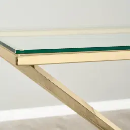Knox Polished Champagne Gold Console Table - Clear Glass Top