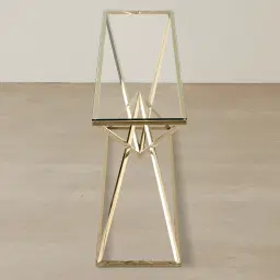 Knox Polished Champagne Gold Console Table - Clear Glass Top