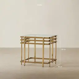 Grazia Brushed Champagne Gold Stainless Steel Side Table