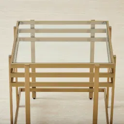 Grazia Brushed Champagne Gold Stainless Steel Side Table