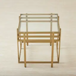 Grazia Brushed Champagne Gold Stainless Steel Side Table