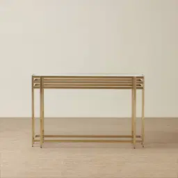 Grazia Brushed Champagne Gold Stainless Steel Console Table