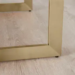 Dianne White Grey-Streaked Sintered Stone Coffee Table - Brushed Champagne Gold Stainless Steel Frame