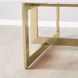 Dianne White Grey-Streaked Sintered Stone Coffee Table - Brushed Champagne Gold Stainless Steel Frame