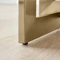 Dianne White Grey-Streaked Sintered Stone Side Table - Brushed Champagne Gold Stainless Steel Frame