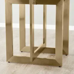 Dianne White Grey-Streaked Sintered Stone Side Table - Brushed Champagne Gold Stainless Steel Frame