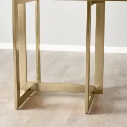 Maia White Sintered Stone Dining Table - Brushed Champagne Gold Stainless Steel Legs 240x120cm