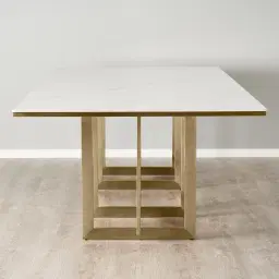 Maia White Sintered Stone Dining Table - Brushed Champagne Gold Stainless Steel Legs 240x120cm