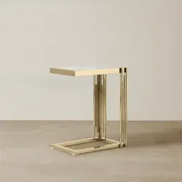 Jules Polished Champagne Gold Stainless Steel Side Table