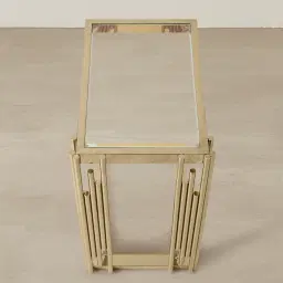 Jules Polished Champagne Gold Stainless Steel Side Table