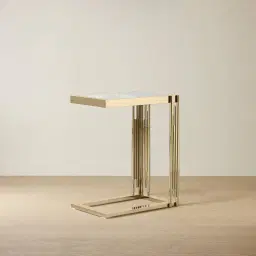 Jules Polished Champagne Gold Stainless Steel Side Table