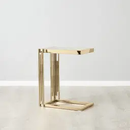 Jules Polished Champagne Gold Stainless Steel Side Table