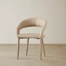 Moulin Sand Beige Vegan Leather Dining Chair - Brushed Gold Legs