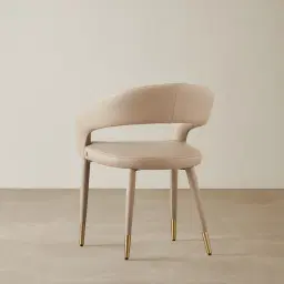Moulin Sand Beige Vegan Leather Dining Chair - Brushed Gold Legs