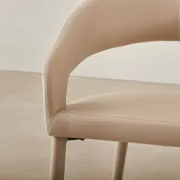 Moulin Sand Beige Vegan Leather Dining Chair - Brushed Gold Legs