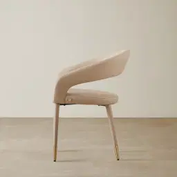 Moulin Sand Beige Vegan Leather Dining Chair - Brushed Gold Legs