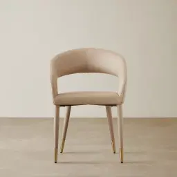 Moulin Sand Beige Vegan Leather Dining Chair - Brushed Gold Legs