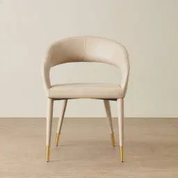 Moulin Sand Beige Vegan Leather Dining Chair - Brushed Gold Legs