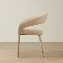 Moulin Sand Beige Vegan Leather Dining Chair - Brushed Gold Legs