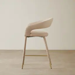 Moulin Sand Beige Vegan Leather 66cm Counter Stool - Brushed Gold Legs