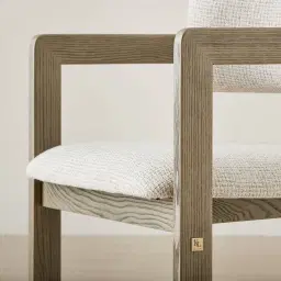 Desmond Dove Grey Fabric Dining Chair - Medium Brown Ash Legs