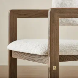 Desmond Dove Grey Fabric Dining Chair - Medium Brown Ash Legs