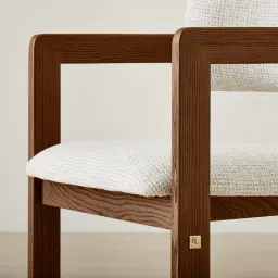 Desmond Dove Grey Fabric Dining Chair - Dark Brown Ash Legs