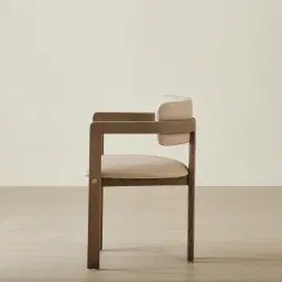 Desmond Sand Beige Vegan Leather Dining Chair - Medium Brown Ash Legs