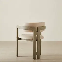 Desmond Sand Beige Vegan Leather Dining Chair - Medium Brown Ash Legs