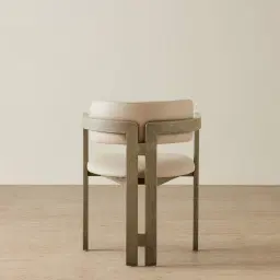 Desmond Sand Beige Vegan Leather Dining Chair - Medium Brown Ash Legs