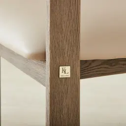 Desmond Sand Beige Vegan Leather Dining Chair - Medium Brown Ash Legs