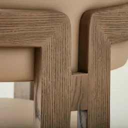 Desmond Sand Beige Vegan Leather Dining Chair - Medium Brown Ash Legs