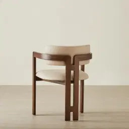 Desmond Sand Beige Vegan Leather Dining Chair - Dark Brown Ash Legs