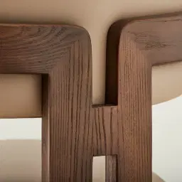 Desmond Sand Beige Vegan Leather Dining Chair - Dark Brown Ash Legs