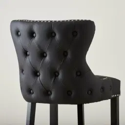 Camille III Black Vegan Leather Bar Stool