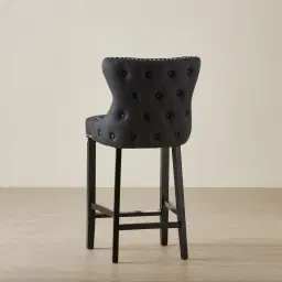 Camille III Black Vegan Leather Bar Stool