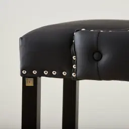 Camille III Black Vegan Leather Bar Stool