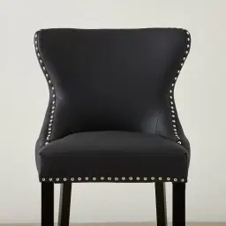 Camille III Black Vegan Leather Bar Stool