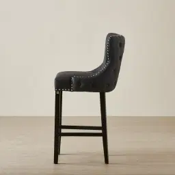 Camille III Black Vegan Leather Bar Stool