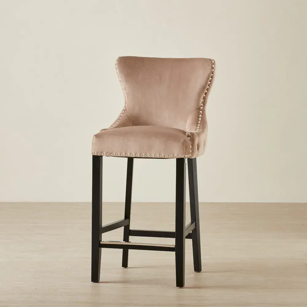 Camille III Almond Beige Velvet Bar Stool