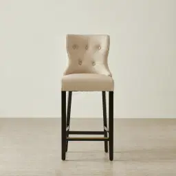 Viktor II Cream Vegan Leather Bar Stool - Gold Lionhead Handle 