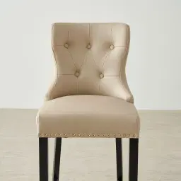 Viktor II Cream Vegan Leather Bar Stool - Gold Lionhead Handle 