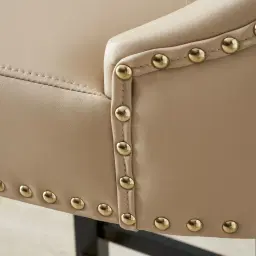 Viktor II Cream Vegan Leather Bar Stool - Gold Lionhead Handle 