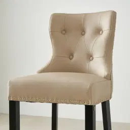 Viktor II Cream Vegan Leather Bar Stool - Gold Lionhead Handle 