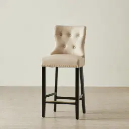 Viktor II Cream Vegan Leather Bar Stool - Gold Lionhead Handle 