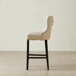 Viktor II Cream Vegan Leather Bar Stool - Gold Lionhead Handle 