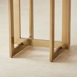 Maia White Sintered Stone Dining Table - Brushed Champagne Gold Stainless Steel Legs 200x100cm