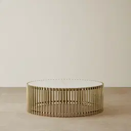 Amaya White Sintered Stone Coffee Table - Champagne Gold Legs