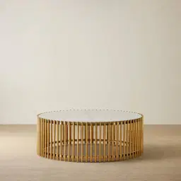 Amaya White Sintered Stone Coffee Table - Champagne Gold Legs